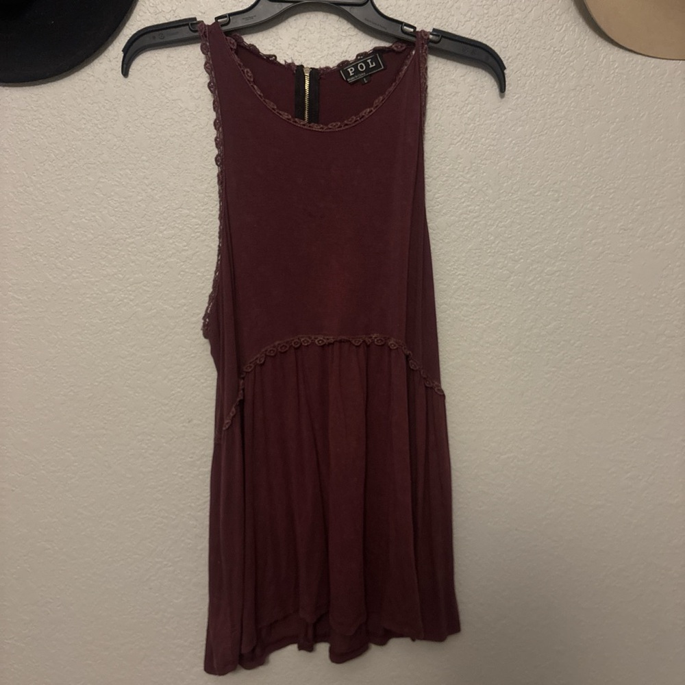 POL Burgundy Sleeveless Top